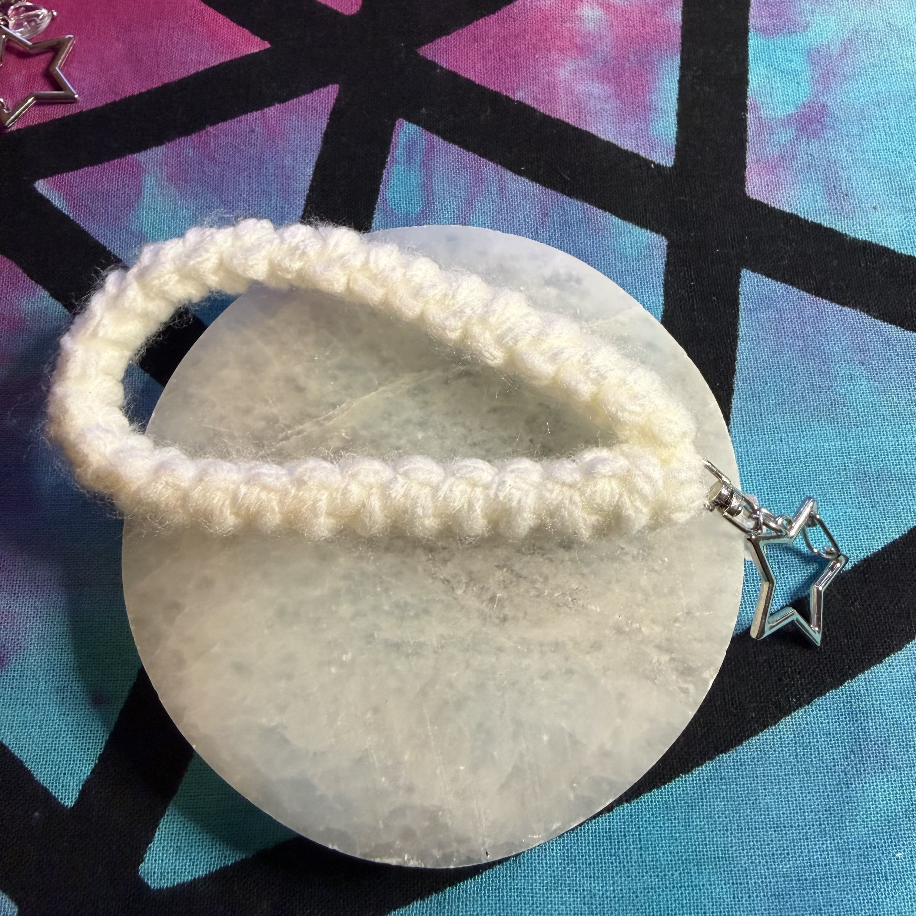 Crochet wrist strap with charms