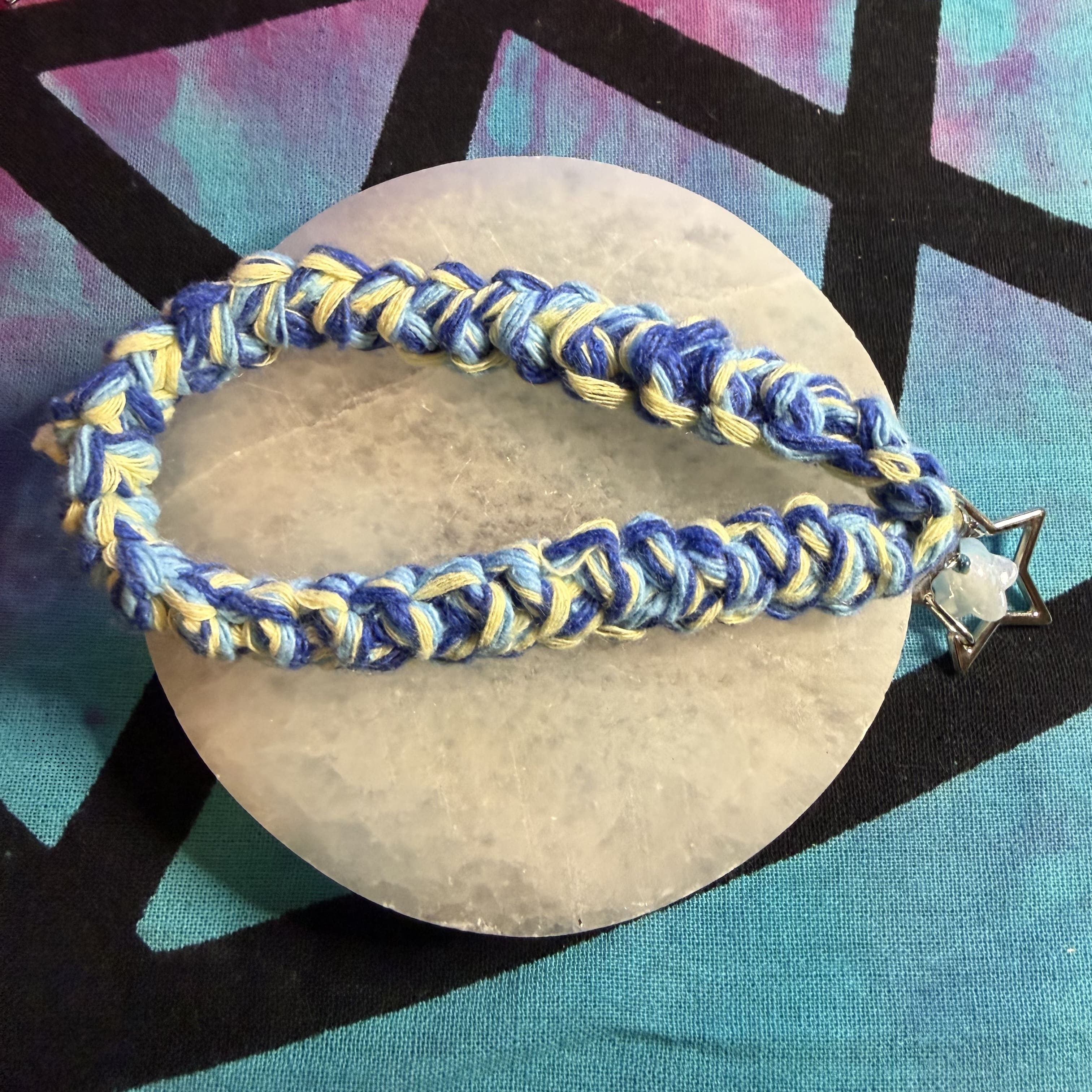 Crochet wrist strap with charms