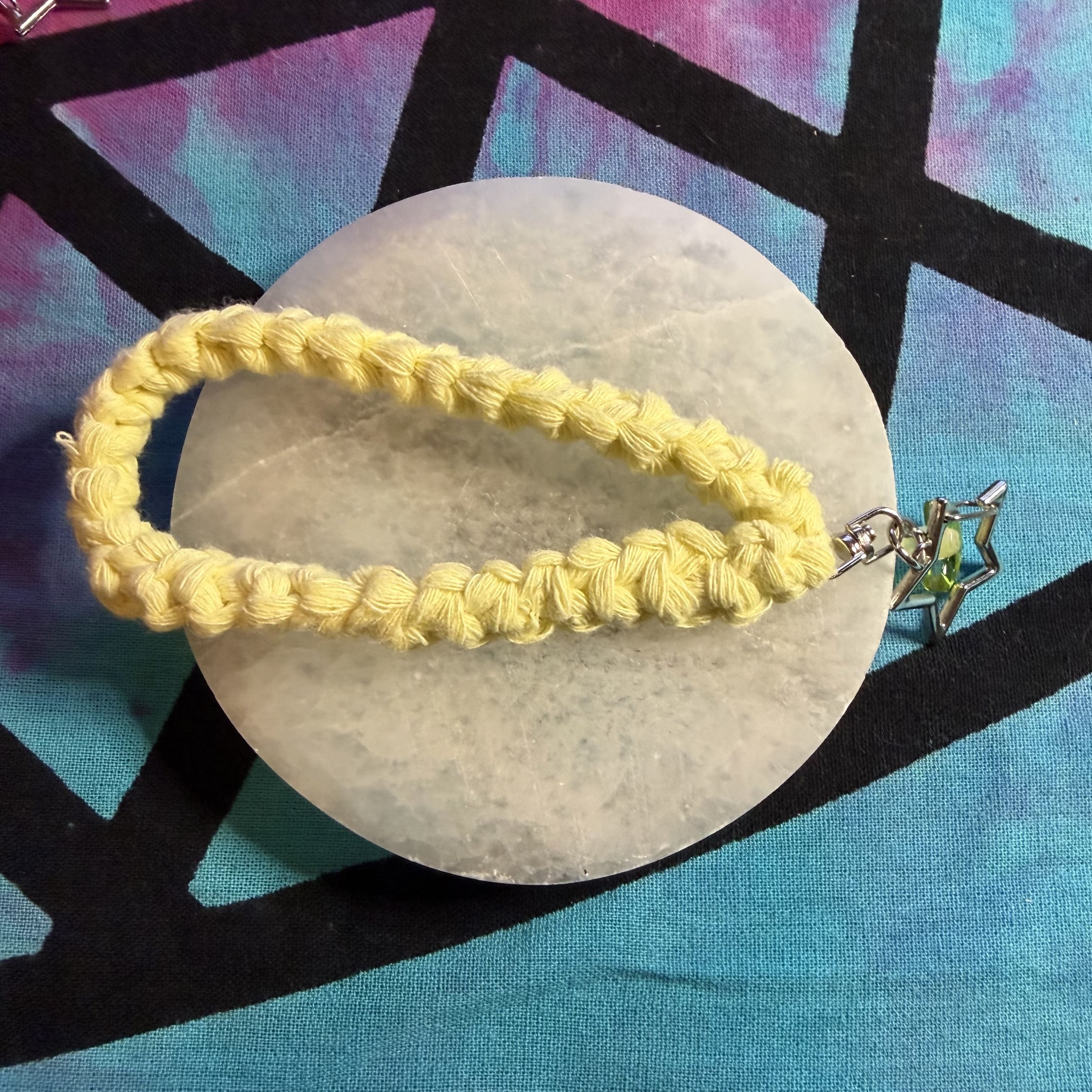 Crochet wrist strap with charms