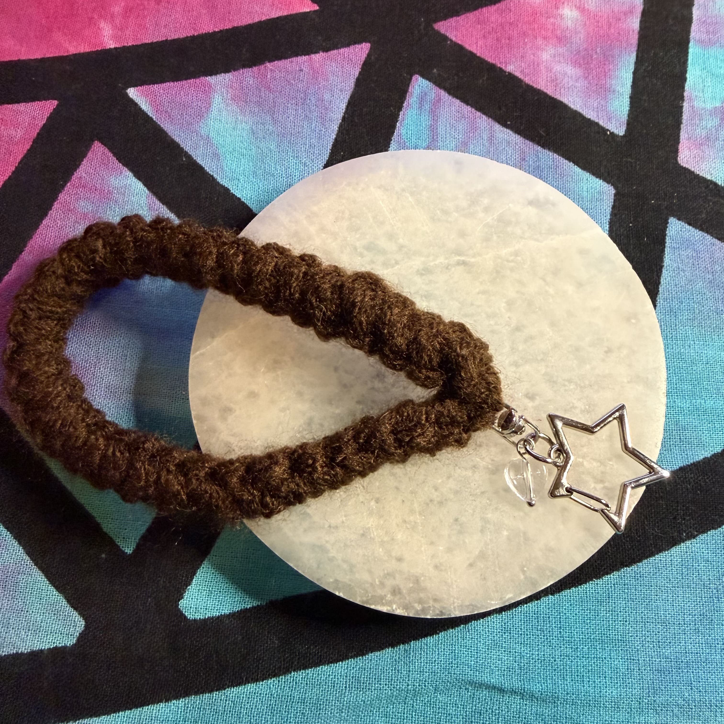 Crochet wrist strap with charms